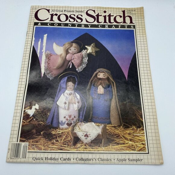 Cross Stitch & Country Crafts Sept/Oct 87 Christmas Holiday Cards Apple Sampler - Picture 1 of 6